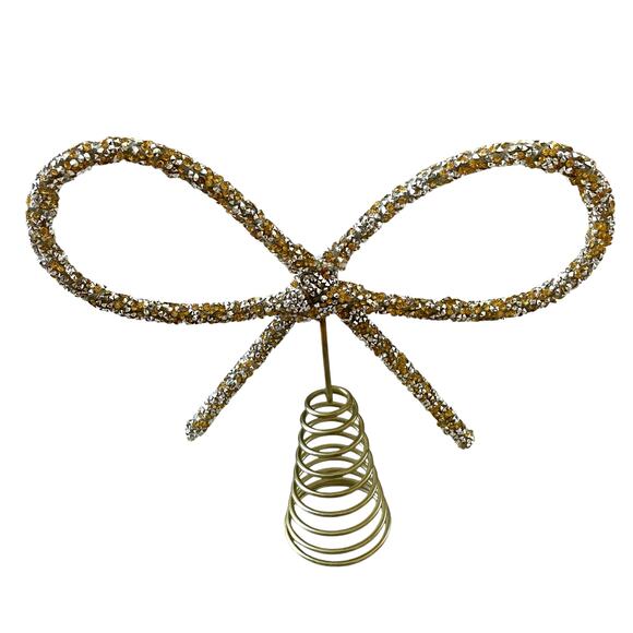 Midwinter Modern Gold/Silver Rhinestone Bow Tree Topper Christmas 2024 Viral - Picture 2 of 13